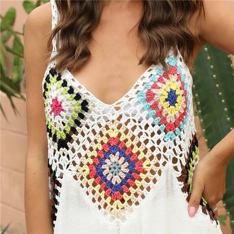 Jace crochet beach cover-up tunic dress white women's beachwear