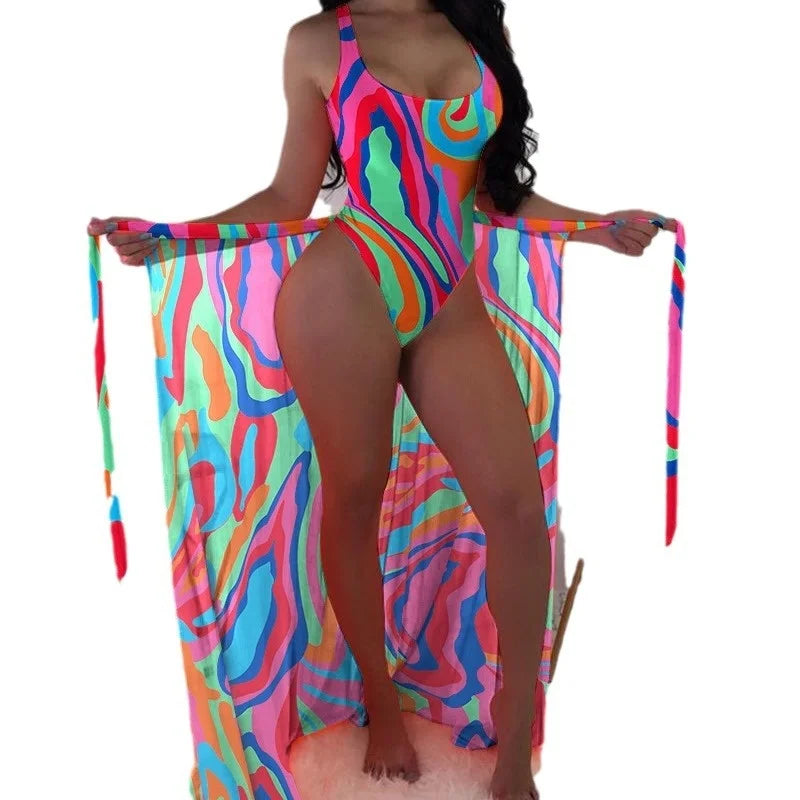 Jace leopard print lace-up one-piece beach swimsuit women