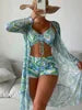 Jace printed bikini and wide-leg pants three-piece set women beach