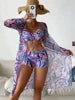 Jace printed bikini and wide-leg pants three-piece set women beach