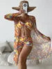 Jace printed bikini and wide-leg pants three-piece set women beach