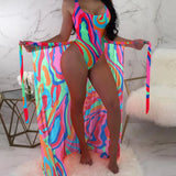 Jace leopard print lace-up one-piece beach swimsuit women