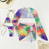 Jace tie-dye 4-piece bikini set women beach cover-up
