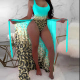Jace leopard print lace-up one-piece beach swimsuit women