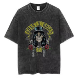 Mens Clothes Tee Shirt Homme Graphic T-Shirts New Arrival Men Tshirt for Ropa Hombre Guns N Roses Slash 85 Washed Vintage