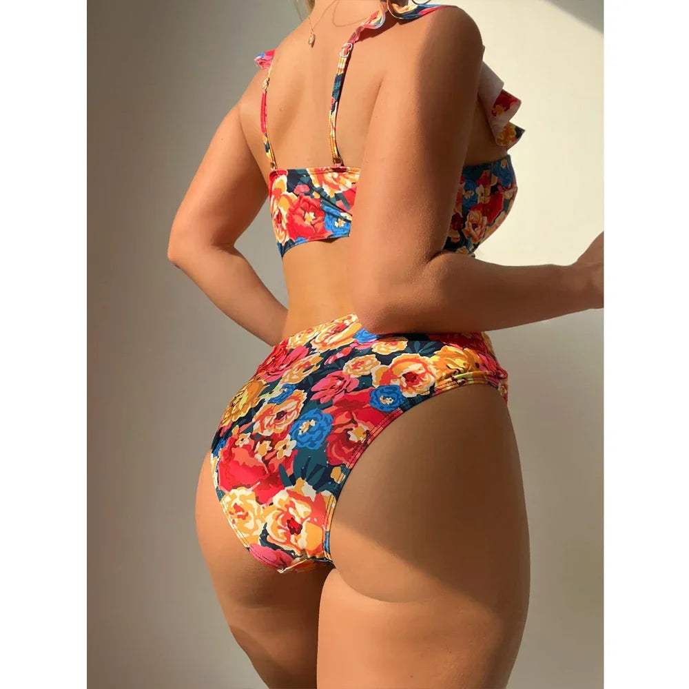 Jace ruffle underwire bikini set women high waist floral