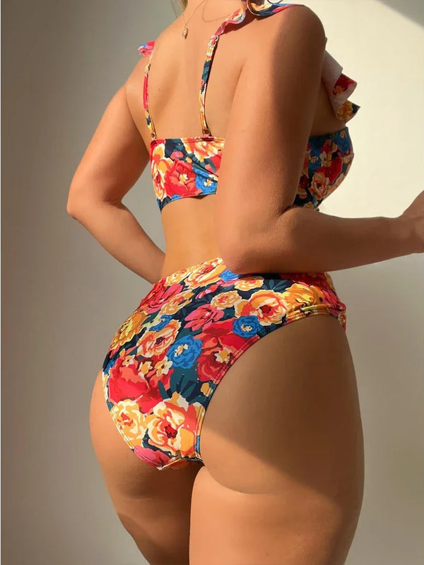 Jace ruffle underwire bikini set women high waist floral