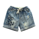 Jace high-waist graphic pocket denim shorts women beach