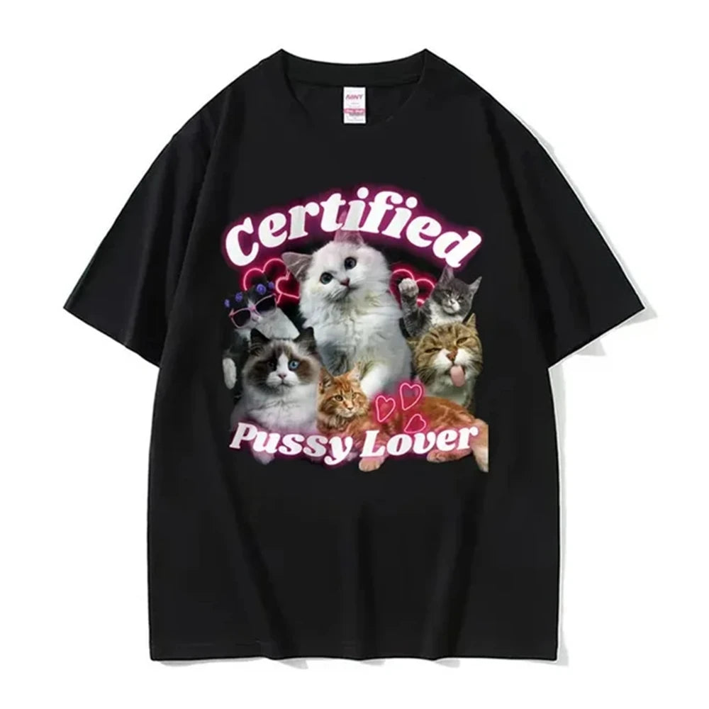 T Shirt Men Mens Clothing T Shirt Homme Mens T Shirt  New in Top & Tees Tee Shirt Homme Funny Certified Cute Cat Lover Meme