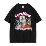 T Shirt Men Mens Clothing T Shirt Homme Mens T Shirt  New in Top & Tees Tee Shirt Homme Funny Certified Cute Cat Lover Meme —