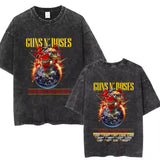 Mens Clothes Tee Shirt Homme Graphic T-Shirts New Arrival Men Tshirt for Ropa Hombre Guns N Roses Slash 85 Washed Vintage