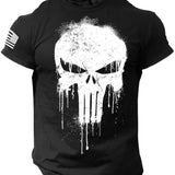 Men's T shirt for men 3D Print Military Patriotic Skull Dropped T Shirt Oversized Short-Sleeved Sportswear Men Clothing Top T