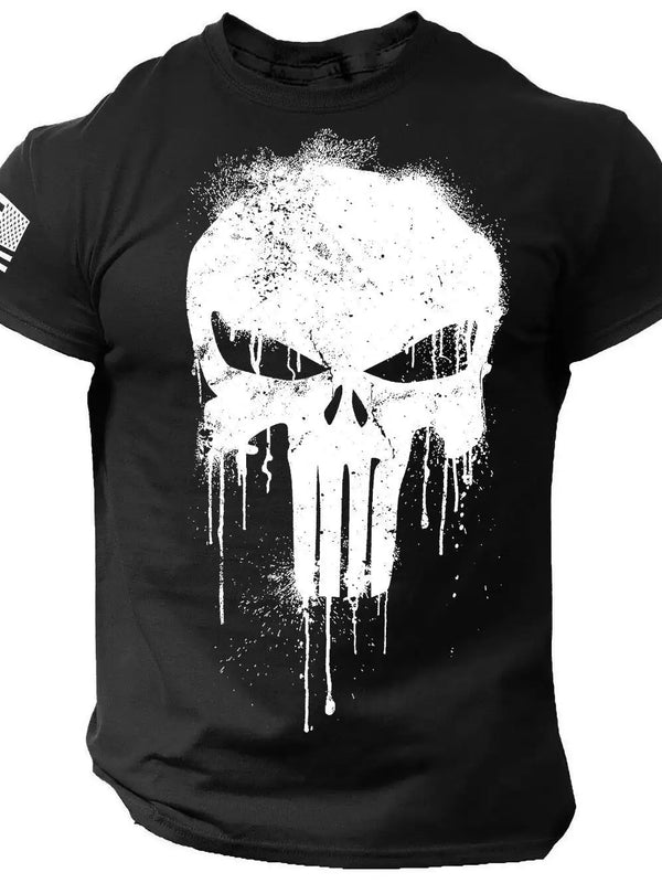 Men's T shirt for men 3D Print Military Patriotic Skull Dropped T Shirt Oversized Short-Sleeved Sportswear Men Clothing Top Tees