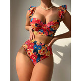 Jace ruffle underwire bikini set women high waist floral