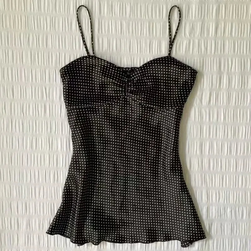 Jace polka dot camisole top women summer beach spaghetti strap