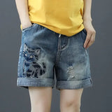 Jace high-waist graphic pocket denim shorts women beach
