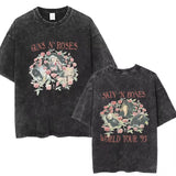Mens Clothes Tee Shirt Homme Graphic T-Shirts New Arrival Men Tshirt for Ropa Hombre Guns N Roses Slash 85 Washed Vintage