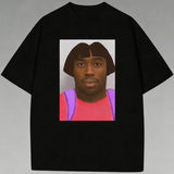 Men's T-shirt with Fun Character Avatar Print, Pure Cotton, Black Street Style, Couple's Daily Hip-hop and Harajuku Style — J