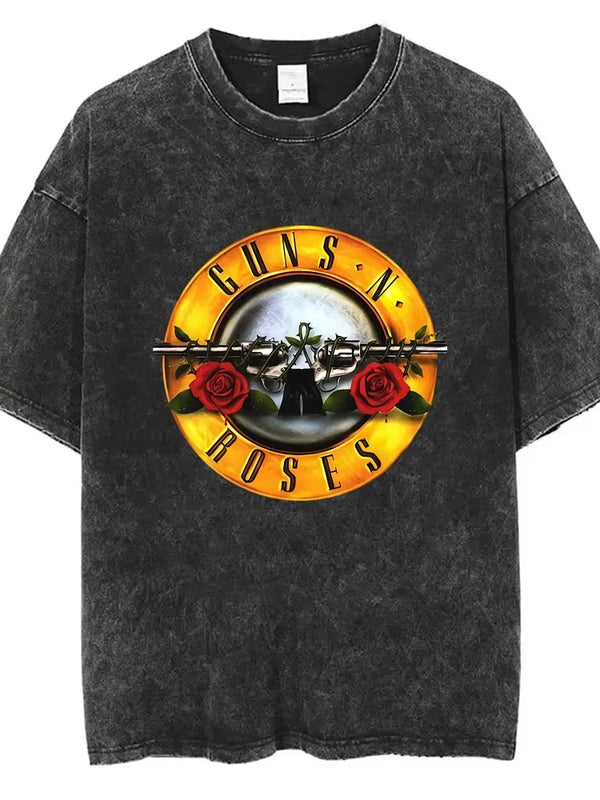 Mens Clothes Tee Shirt Homme Graphic T-Shirts New Arrival Men Tshirt for Ropa Hombre Guns N Roses Slash 85 Washed Vintage