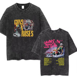 Mens Clothes Tee Shirt Homme Graphic T-Shirts New Arrival Men Tshirt for Ropa Hombre Guns N Roses Slash 85 Washed Vintage