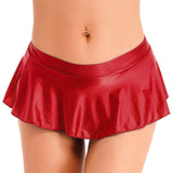 Jace glossy high-cut leotard and ruffled skirt swimsuit set
